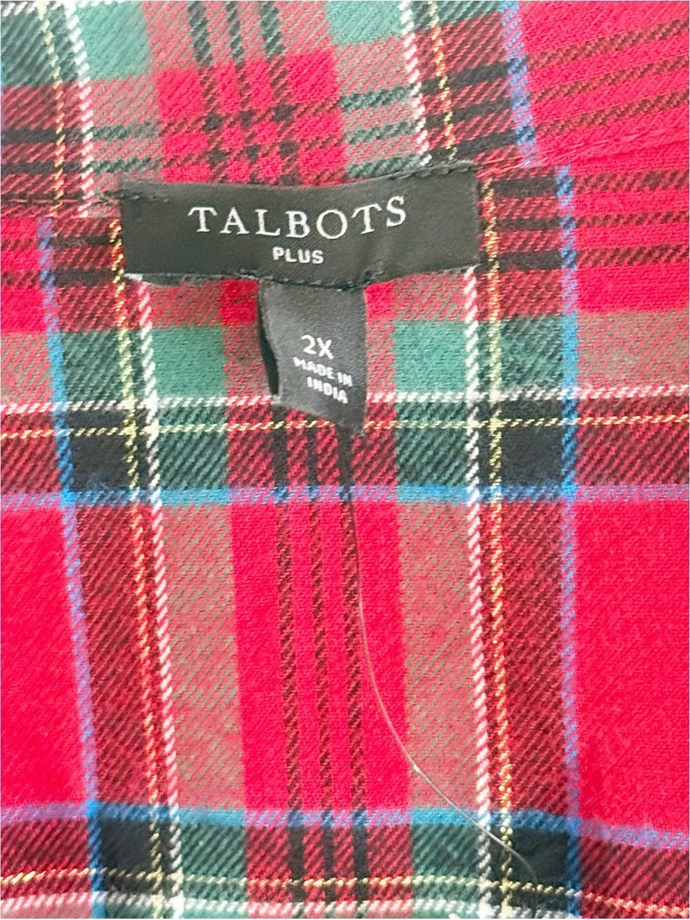 New TALBOTS Red Plaid Cotton Flannel Pajama Set SOLSTICE Holiday Cabin Sz 2X